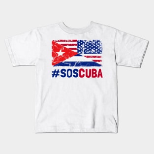 SOS Cuba Flag Free Cuba Libre 2021 Kids T-Shirt